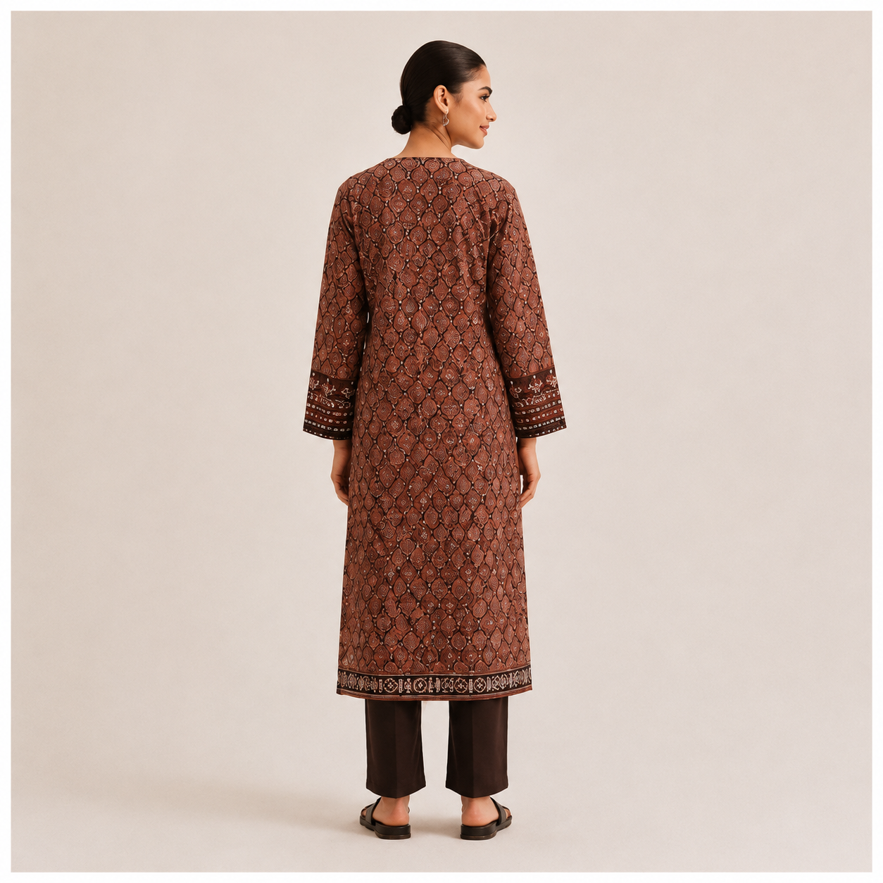 Brown Heritage Printed 2-Piece Suit – Premium Women’s Ethnic Collection