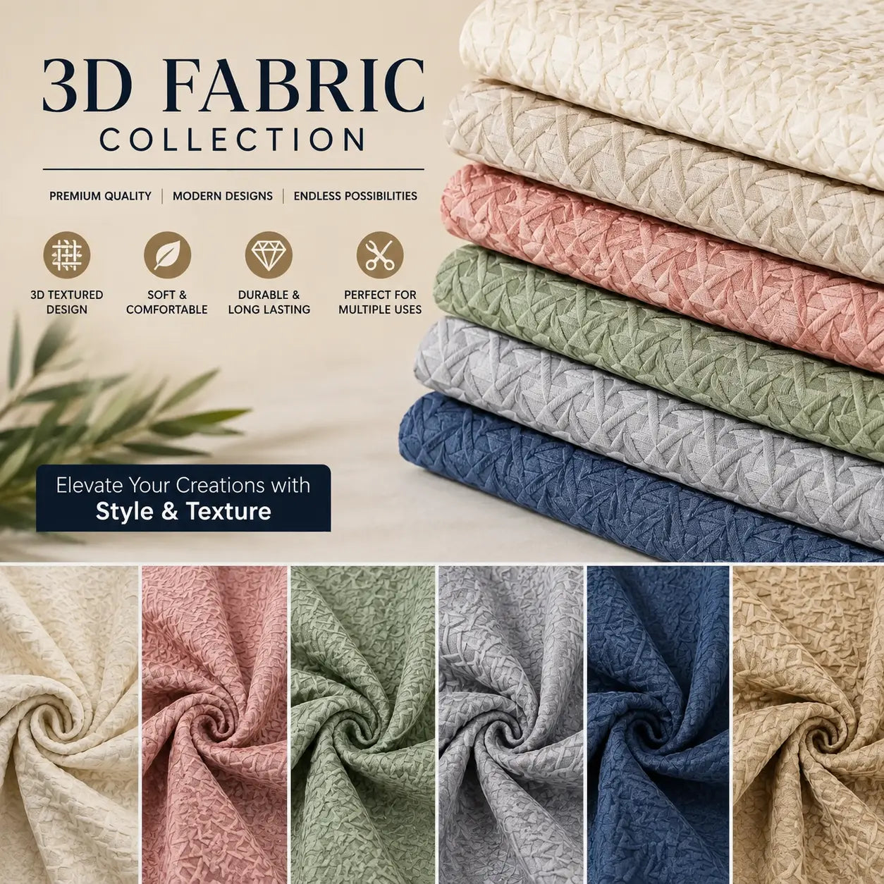 Designer Printed Fabric | Premium 3D Printed Fabric