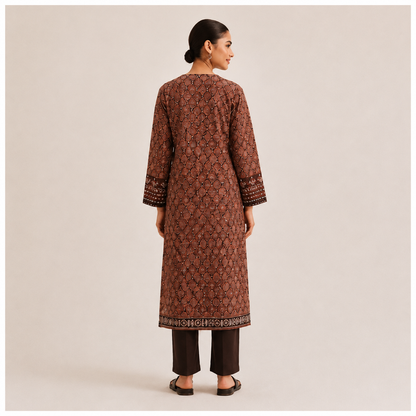 Brown Heritage Printed 2-Piece Suit – Premium Women’s Ethnic Collection