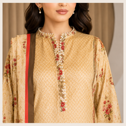 Sulé Premium Floral Elegance – 3 Piece Unstitched Lawn Suit | Design 02