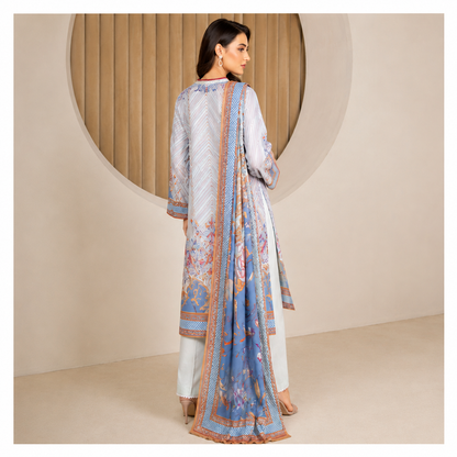 Sulé Powder Blue 3-Piece Unstitched Digital Printed Lawn Suit with Voile Dupatta – Design 01