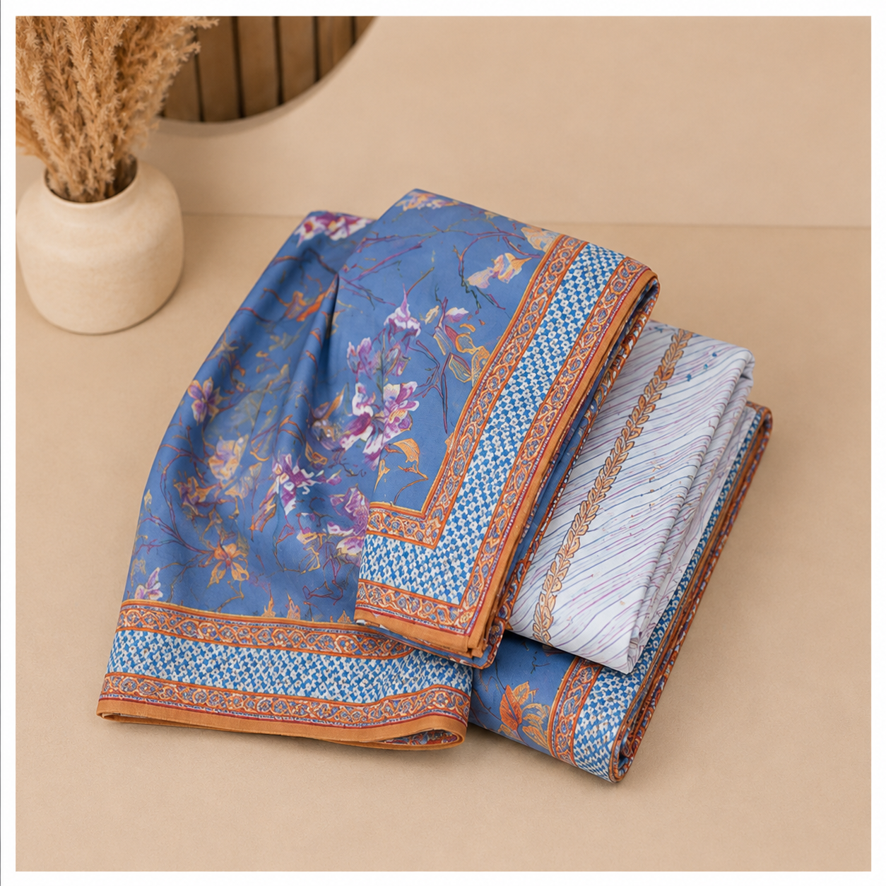 Sulé Powder Blue 3-Piece Unstitched Digital Printed Lawn Suit with Voile Dupatta – Design 01