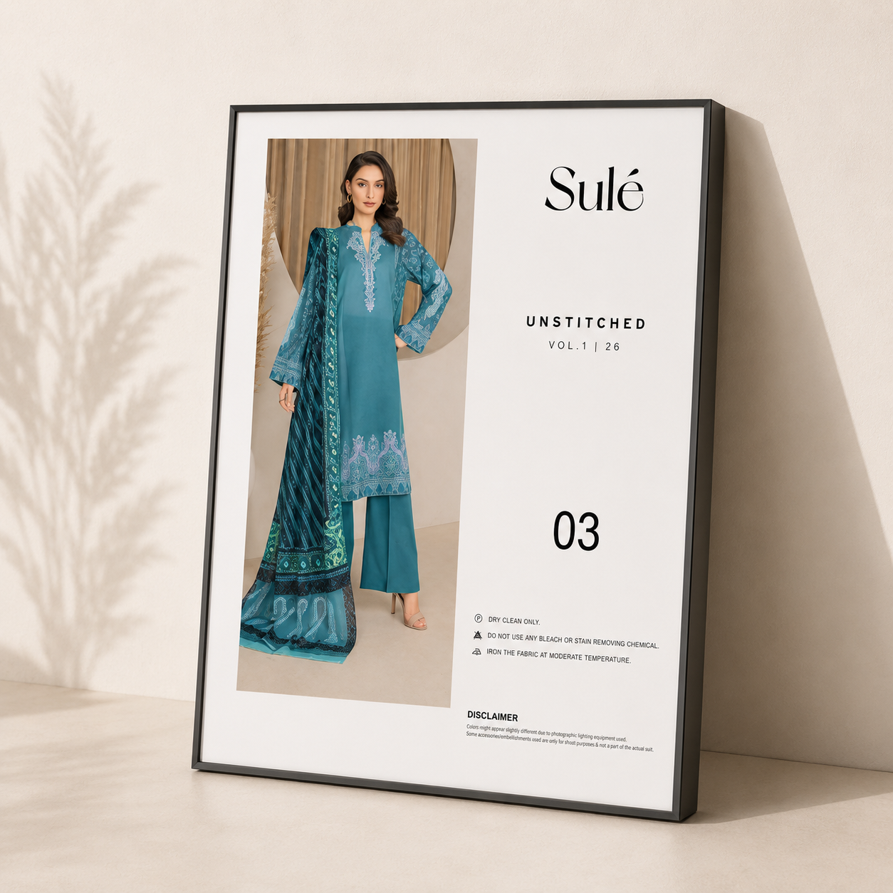 Sulé Premium Teal Digital Printed Lawn Unstitched 3 Piece Suit with Printed Voile Dupatta & Dyed Cambric Trouser