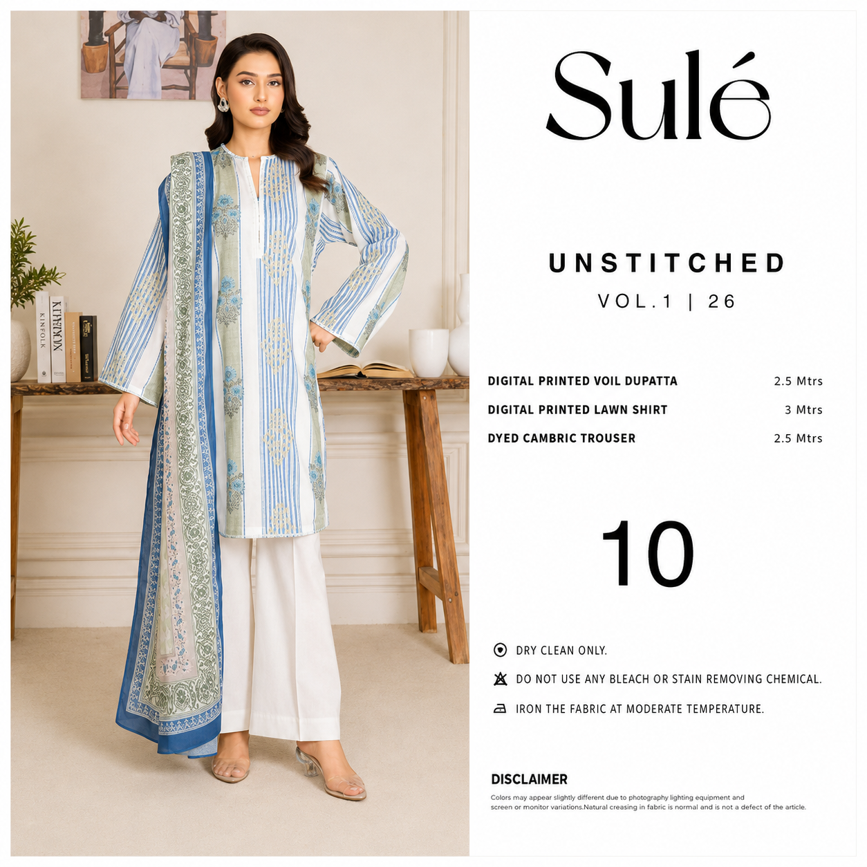 Sulé Unstitched 3-Piece Printed Lawn Suit – Vol. 1 | Design 10