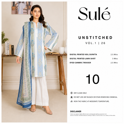 Sulé Unstitched 3-Piece Printed Lawn Suit – Vol. 1 | Design 10