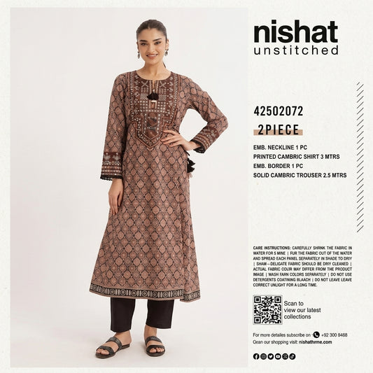 Brown Heritage Printed 2-Piece Suit – Premium Women’s Ethnic Collection