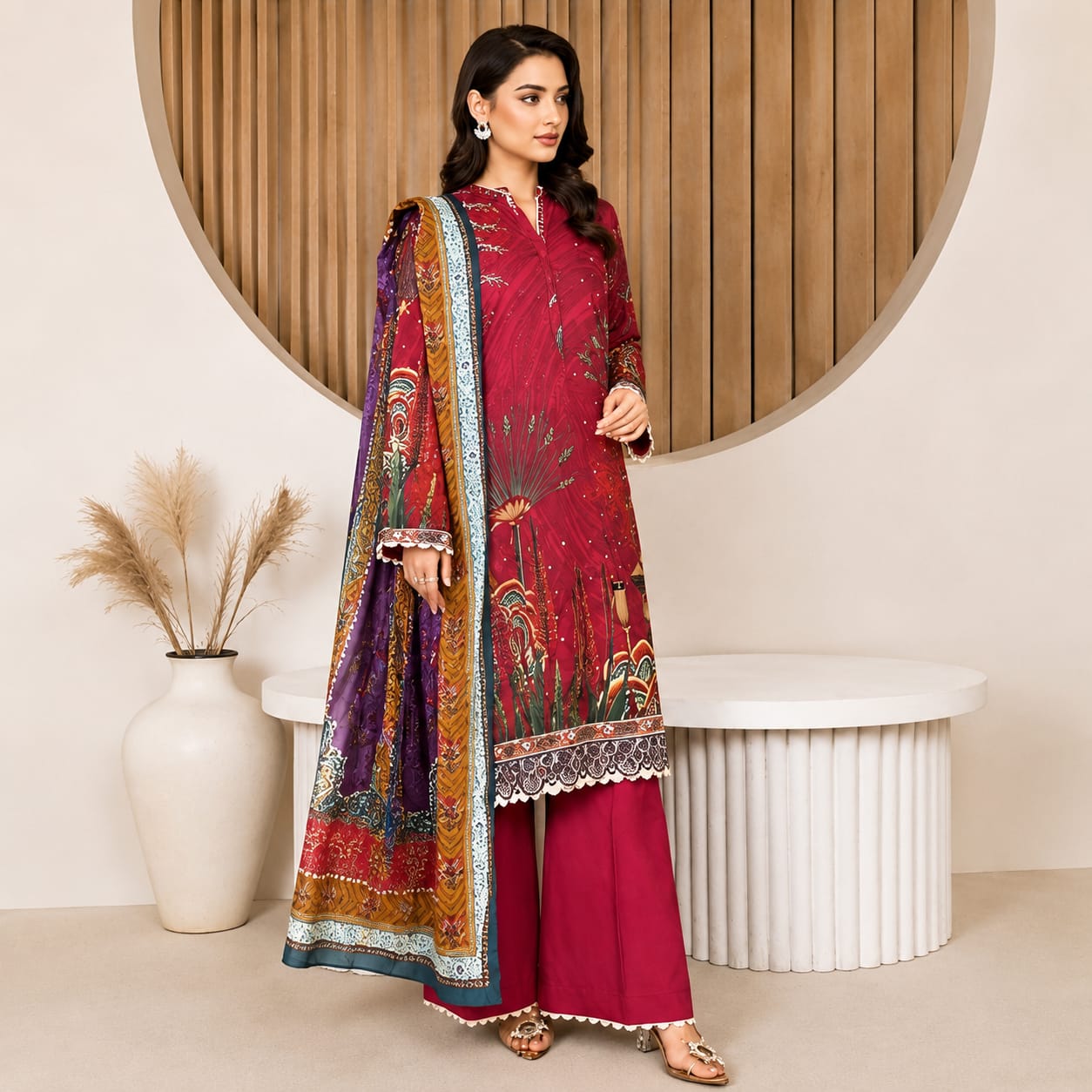 Sulé Unstitched Vol. 1 – Design 12 | Digital Printed Lawn Shirt, Voil Dupatta & Cambric Trouser
