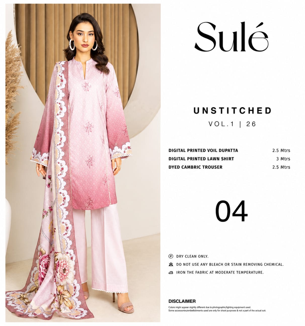 Sulé Unstitched Vol. 1 | 26 – Digital Printed Lawn Dress with Voile Dupatta (Design 04)